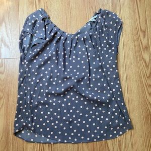 Grey and pink polka dot blouse- Lauren Conrad- medium